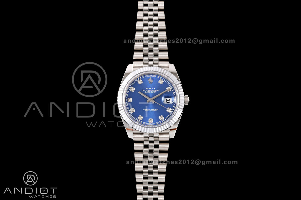 DateJust 41 126334 904L SS RGF 1:1 Best Edition Blue Diamonds Dial on Jubilee Bracelet JH3235 (Free Sprung)